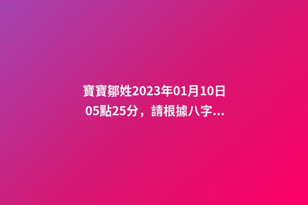 寶寶鄒姓2023年01月10日 05點25分，請根據八字喜用神推薦名字
